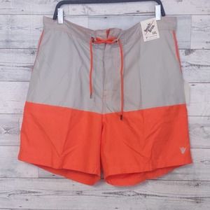 Beach Bros Color Block Swim Trunks Gray & Orange XXL